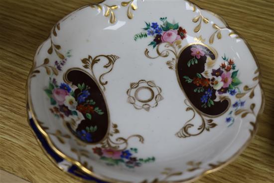 A Dresden floral encrusted cup and saucer, a quantity of Royal Crown Derby teaware and a Sitzendorf wall mirror